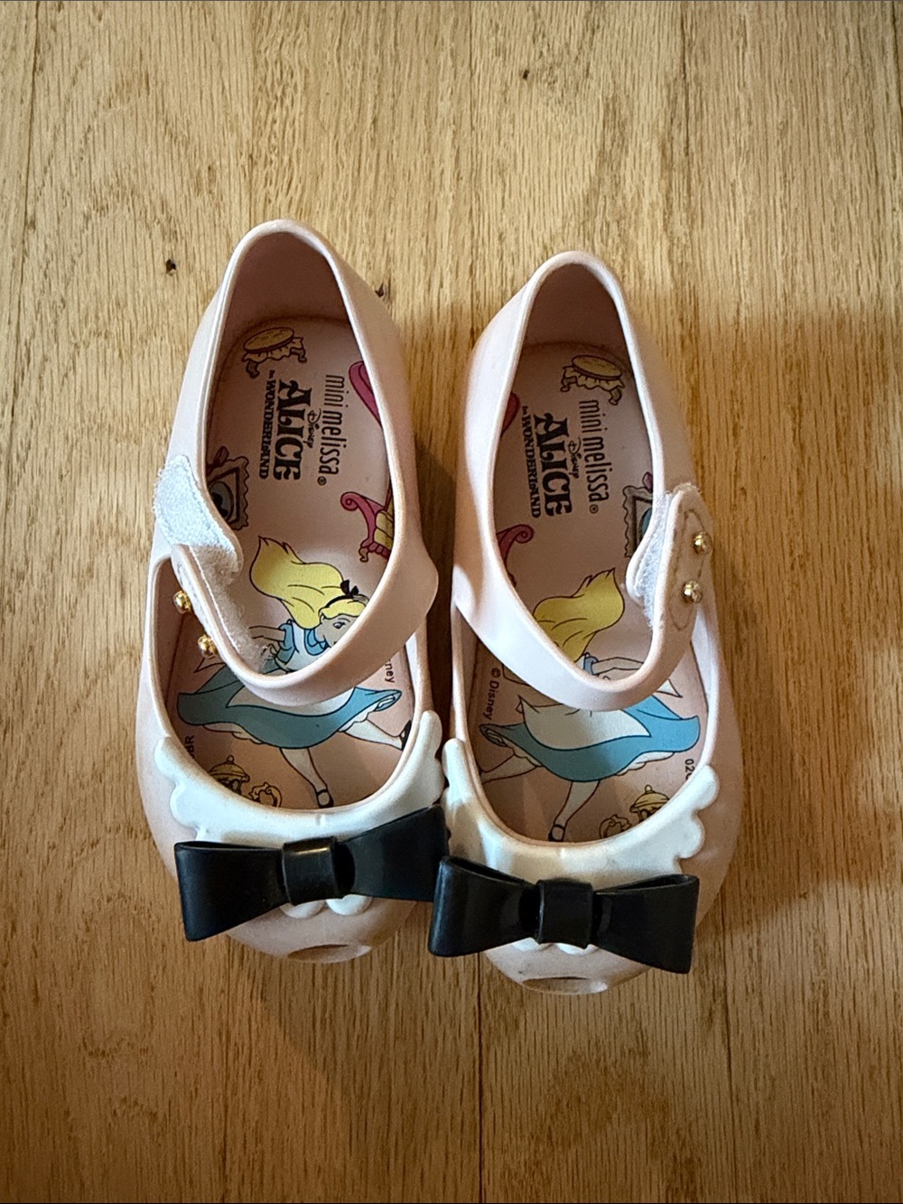 Mini Melissa Light Pink Mary Jane Shoes with Black Bow